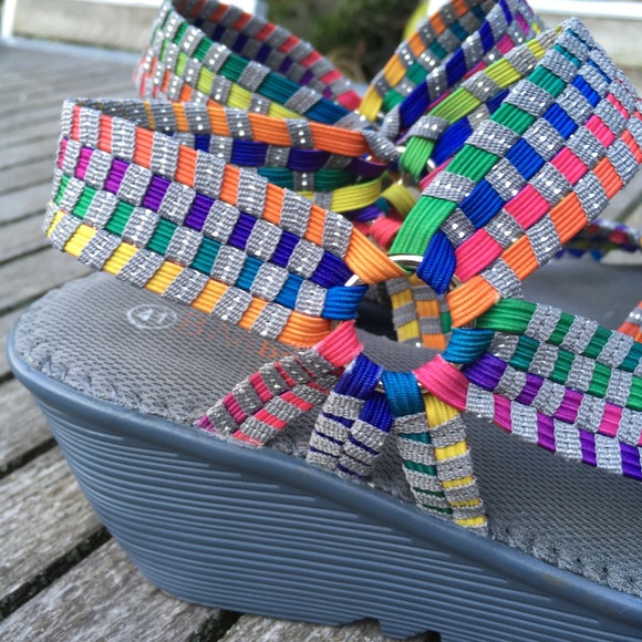 Bernie Mev. Multi Colour Elastic Strap Sandal - Picture 3 of 9